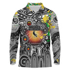 Personalised NAIDOC Week 2025 Magpies Football Long Sleeve Polo Shirt Aboriginal Dot Painting