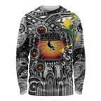 Personalised NAIDOC Week 2025 Magpies Football Long Sleeve Shirt Aboriginal Dot Painting