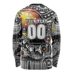 Personalised NAIDOC Week 2025 Magpies Football Long Sleeve Shirt Aboriginal Dot Painting