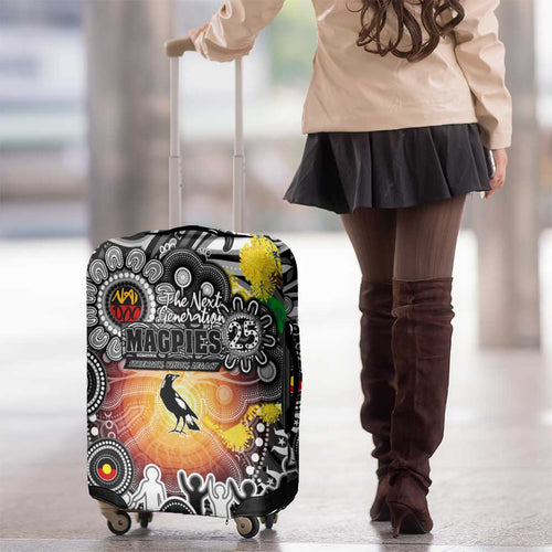 NAIDOC Week 2025 Magpies Football Luggage Cover Aboriginal Dot Painting