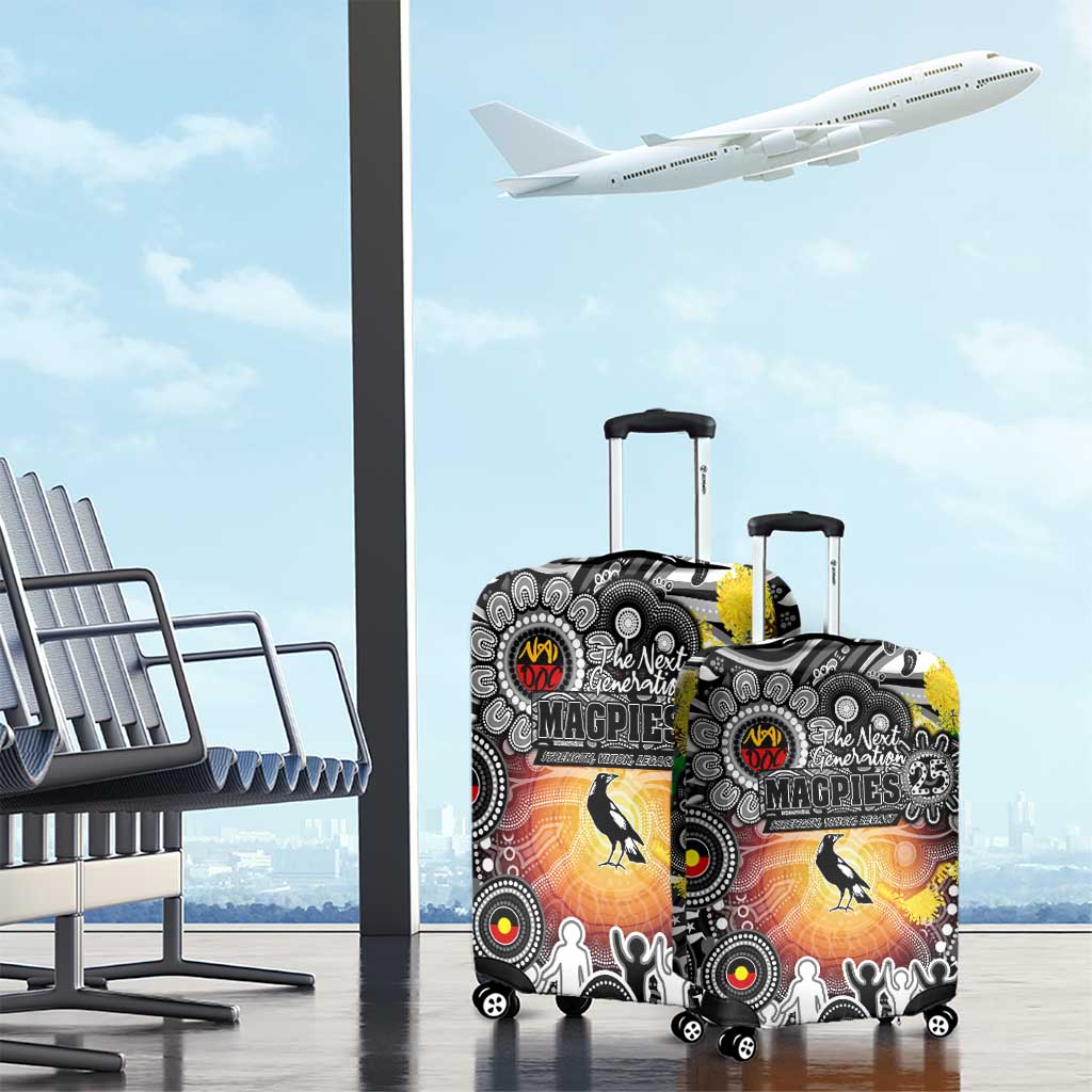 NAIDOC Week 2025 Magpies Football Luggage Cover Aboriginal Dot Painting