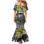 Personalised NAIDOC Week 2025 Magpies Football Mermaid Dress Aboriginal Dot Painting