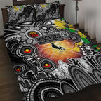 NAIDOC Week 2025 Magpies Football Quilt Bed Set Aboriginal Dot Painting