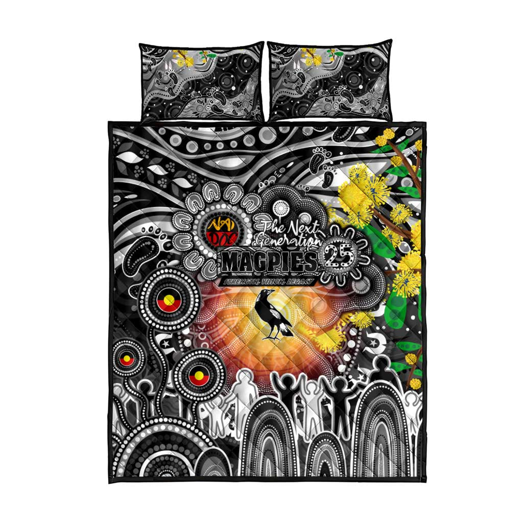 NAIDOC Week 2025 Magpies Football Quilt Bed Set Aboriginal Dot Painting