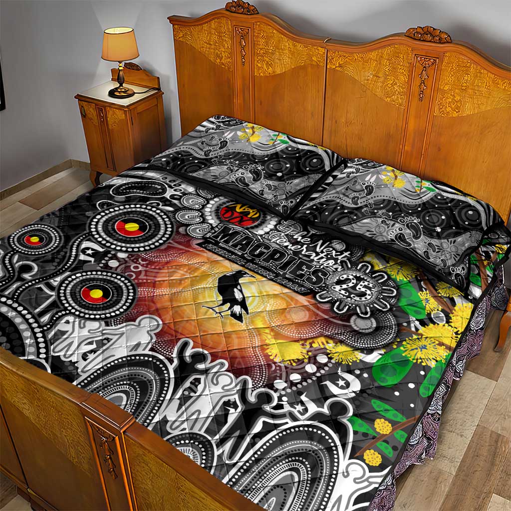 NAIDOC Week 2025 Magpies Football Quilt Bed Set Aboriginal Dot Painting