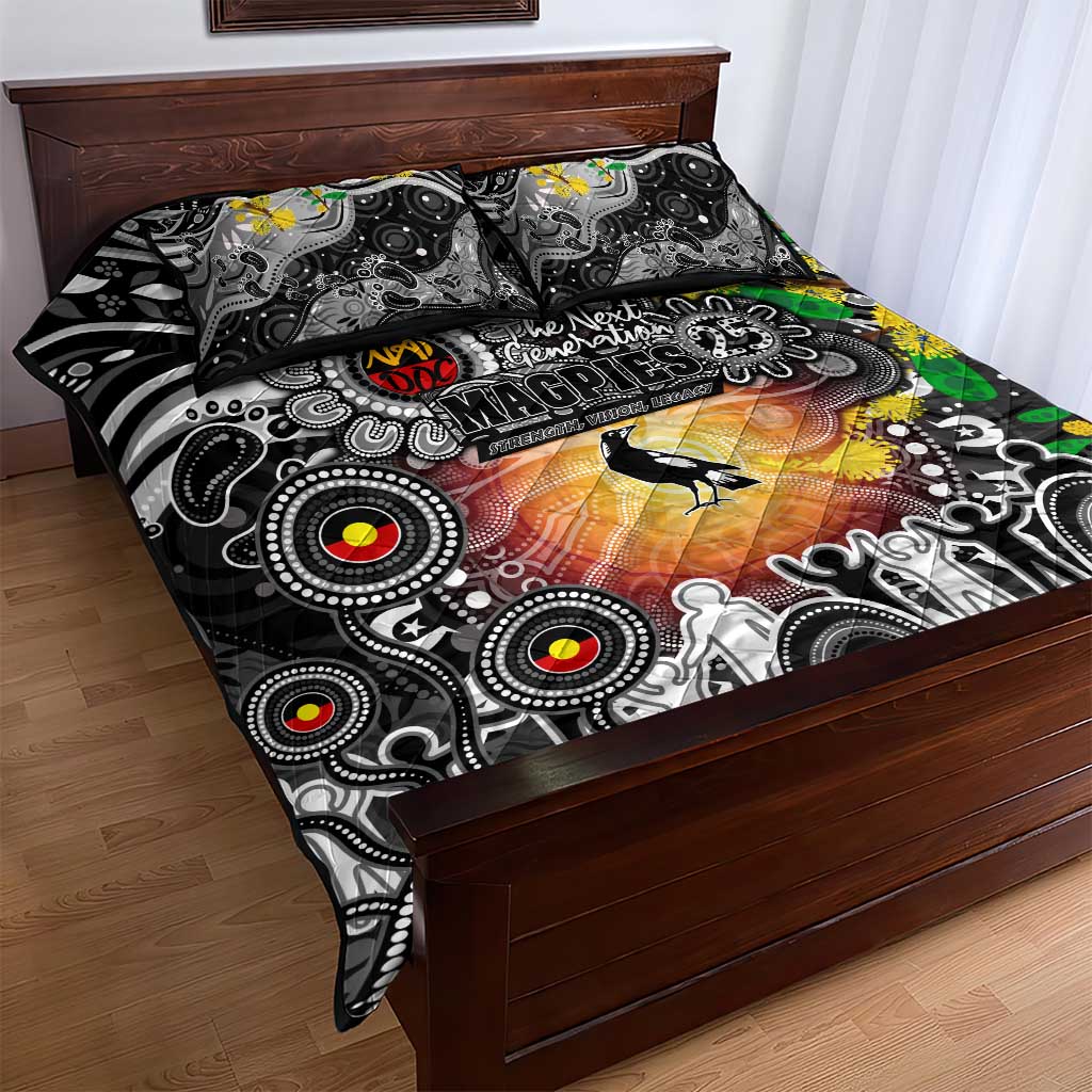 NAIDOC Week 2025 Magpies Football Quilt Bed Set Aboriginal Dot Painting