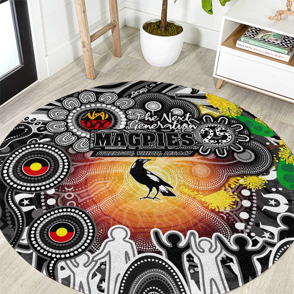 NAIDOC Week 2025 Magpies Football Round Carpet Aboriginal Dot Painting