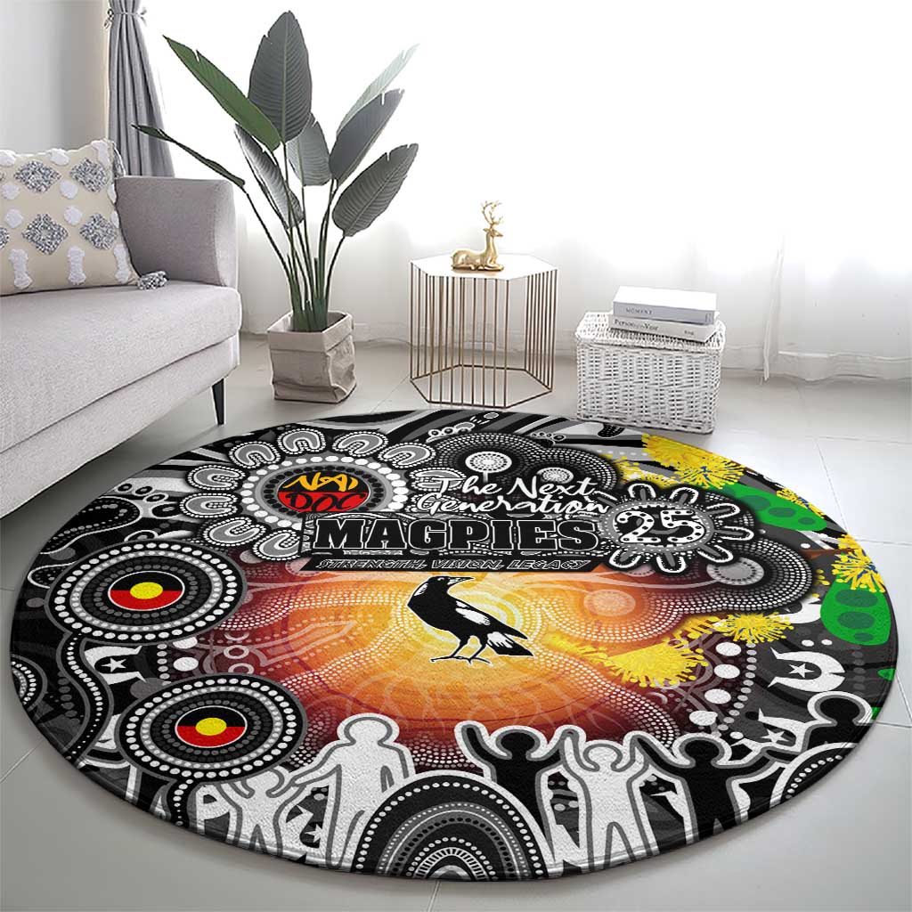 NAIDOC Week 2025 Magpies Football Round Carpet Aboriginal Dot Painting