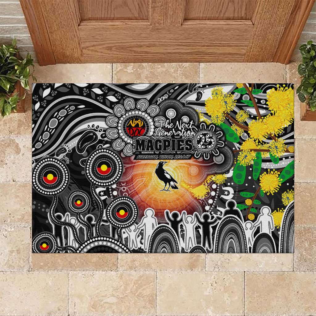 NAIDOC Week 2025 Magpies Football Rubber Doormat Aboriginal Dot Painting