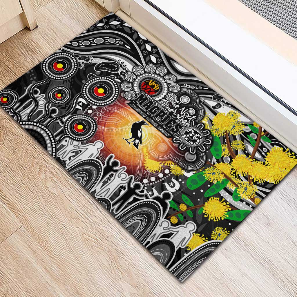 NAIDOC Week 2025 Magpies Football Rubber Doormat Aboriginal Dot Painting