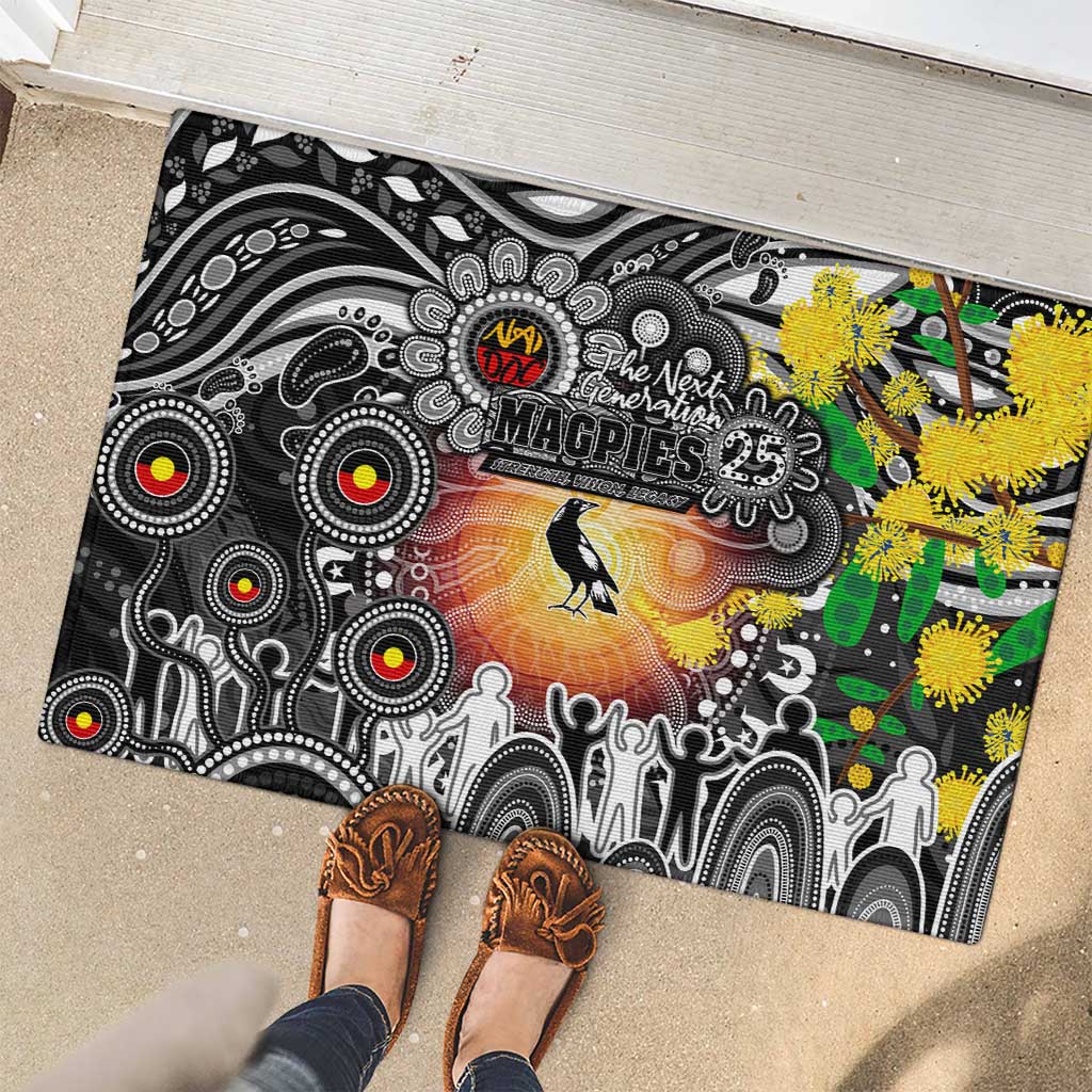 NAIDOC Week 2025 Magpies Football Rubber Doormat Aboriginal Dot Painting