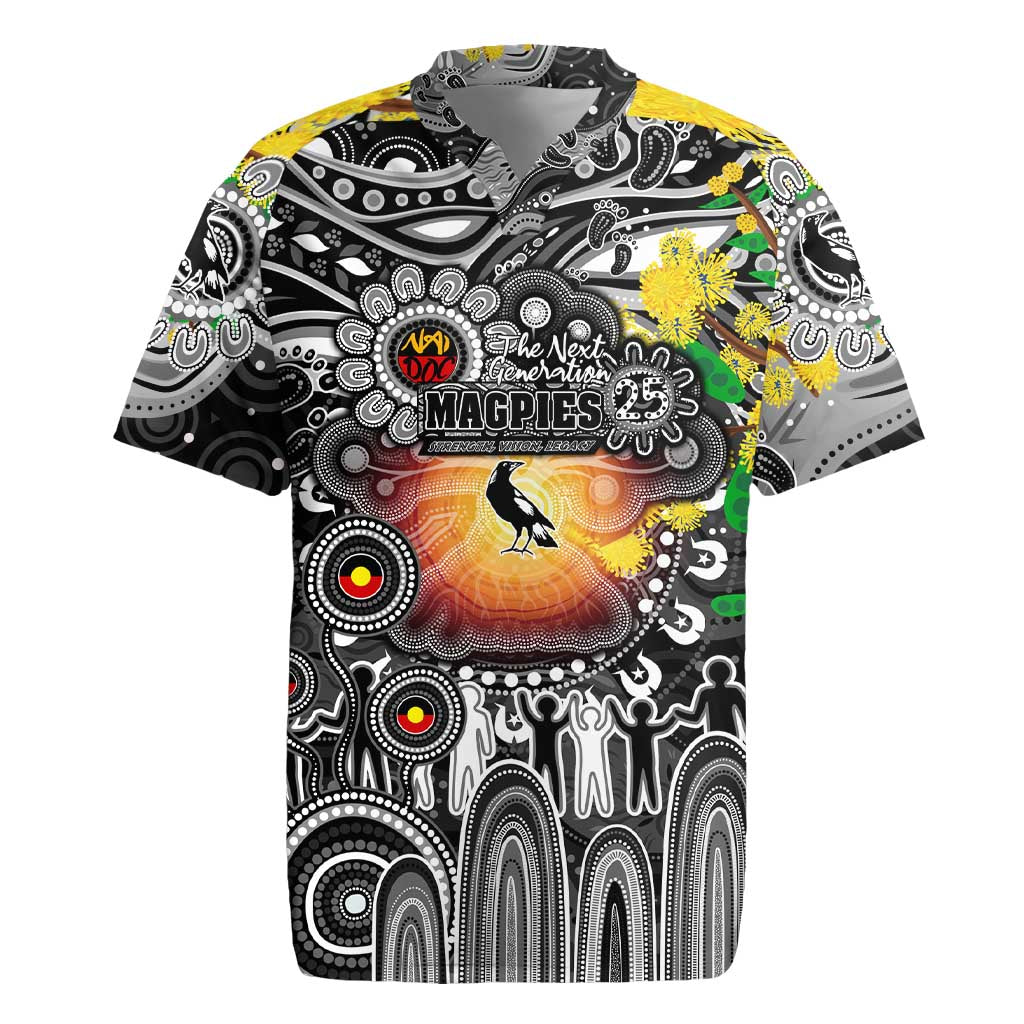 Personalised NAIDOC Week 2025 Magpies Football Rugby Jersey Aboriginal Dot Painting