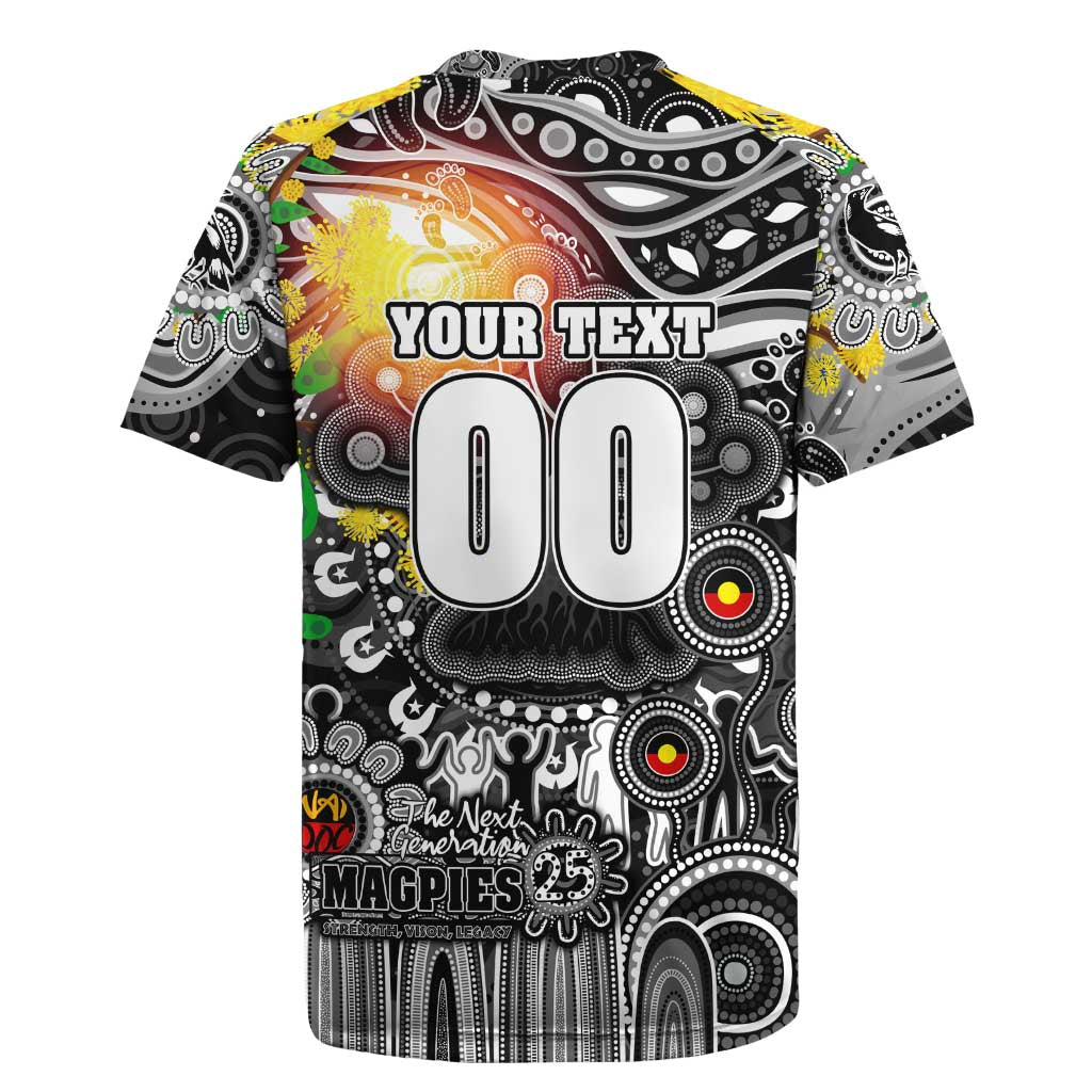 Personalised NAIDOC Week 2025 Magpies Football Rugby Jersey Aboriginal Dot Painting