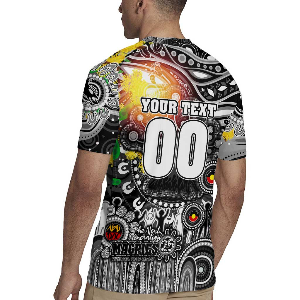 Personalised NAIDOC Week 2025 Magpies Football Rugby Jersey Aboriginal Dot Painting