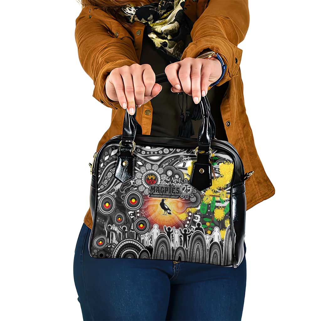 NAIDOC Week 2025 Magpies Football Shoulder Handbag Aboriginal Dot Painting