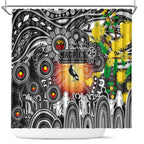 NAIDOC Week 2025 Magpies Football Shower Curtain Aboriginal Dot Painting