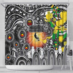NAIDOC Week 2025 Magpies Football Shower Curtain Aboriginal Dot Painting