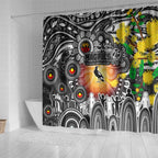 NAIDOC Week 2025 Magpies Football Shower Curtain Aboriginal Dot Painting