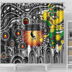 NAIDOC Week 2025 Magpies Football Shower Curtain Aboriginal Dot Painting