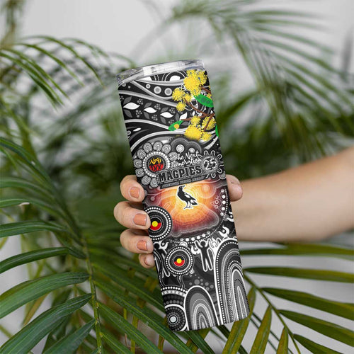 NAIDOC Week 2025 Magpies Football Skinny Tumbler Aboriginal Dot Painting