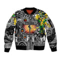Personalised NAIDOC Week 2025 Magpies Football Sleeve Zip Bomber Jacket Aboriginal Dot Painting