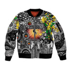 Personalised NAIDOC Week 2025 Magpies Football Sleeve Zip Bomber Jacket Aboriginal Dot Painting