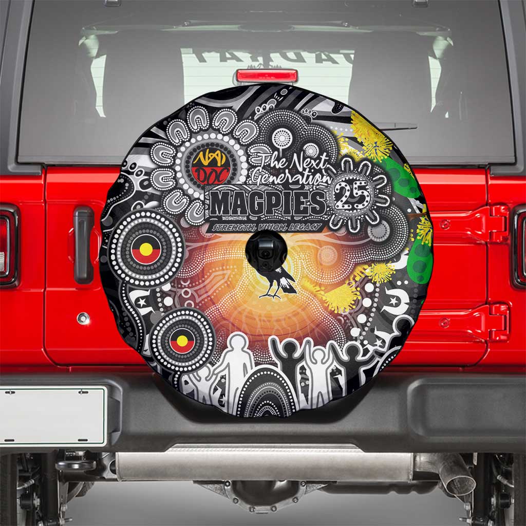 NAIDOC Week 2025 Magpies Football Spare Tire Cover Aboriginal Dot Painting
