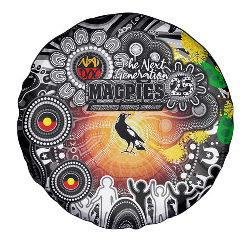 NAIDOC Week 2025 Magpies Football Spare Tire Cover Aboriginal Dot Painting