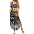 Personalised NAIDOC Week 2025 Magpies Football Summer Maxi Dress Aboriginal Dot Painting
