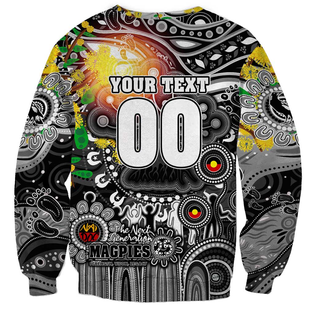 Personalised NAIDOC Week 2025 Magpies Football Sweatshirt Aboriginal Dot Painting