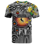 Personalised NAIDOC Week 2025 Magpies Football T Shirt Aboriginal Dot Painting
