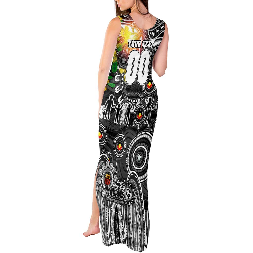 Personalised NAIDOC Week 2025 Magpies Football Tank Maxi Dress Aboriginal Dot Painting