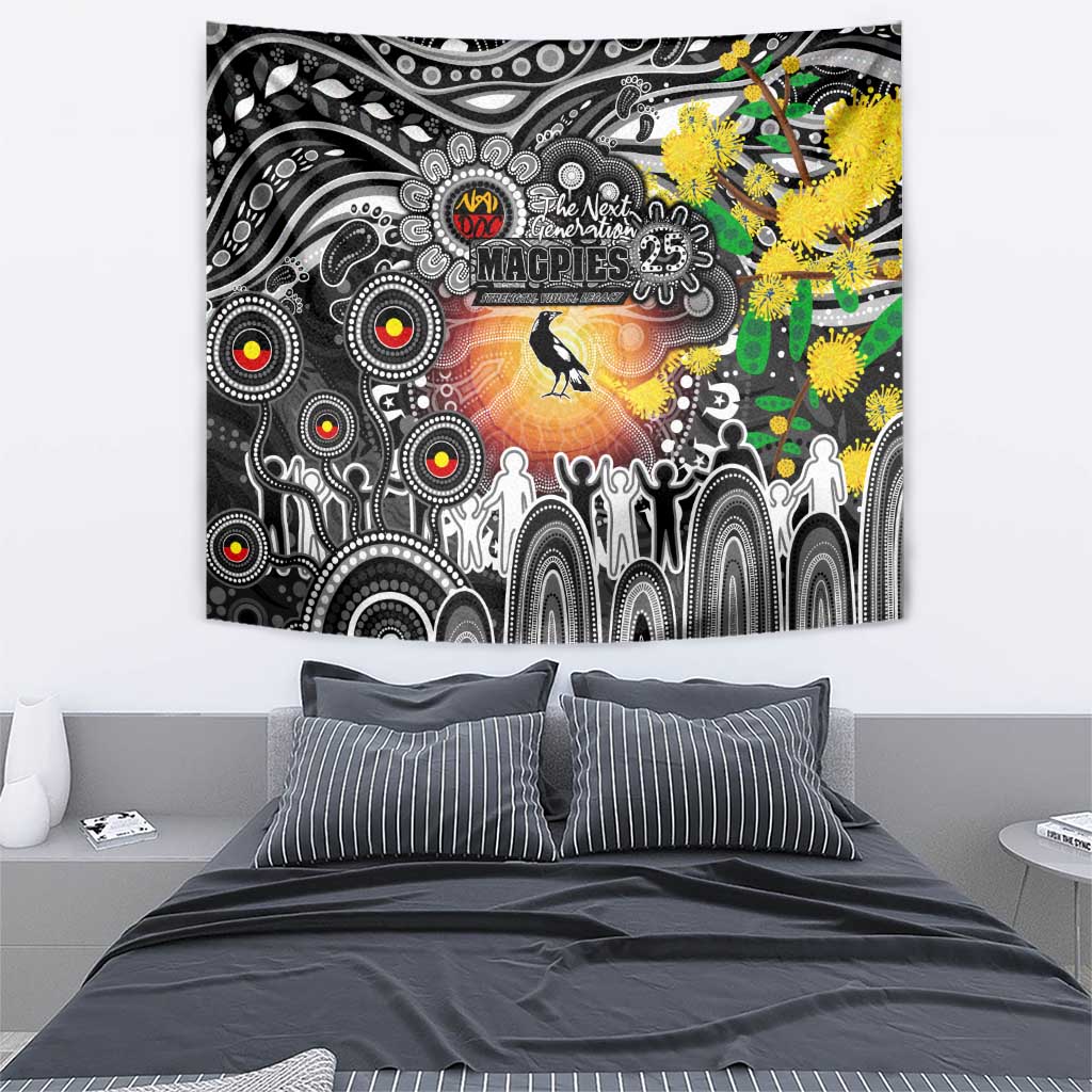 NAIDOC Week 2025 Magpies Football Tapestry Aboriginal Dot Painting