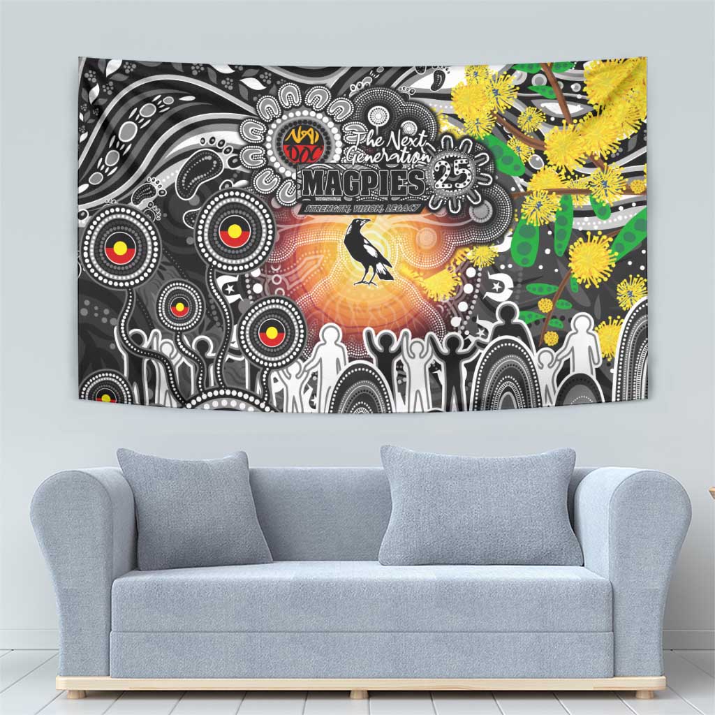 NAIDOC Week 2025 Magpies Football Tapestry Aboriginal Dot Painting