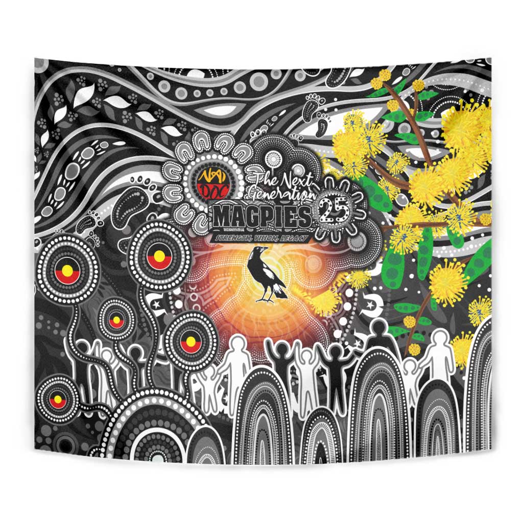 NAIDOC Week 2025 Magpies Football Tapestry Aboriginal Dot Painting