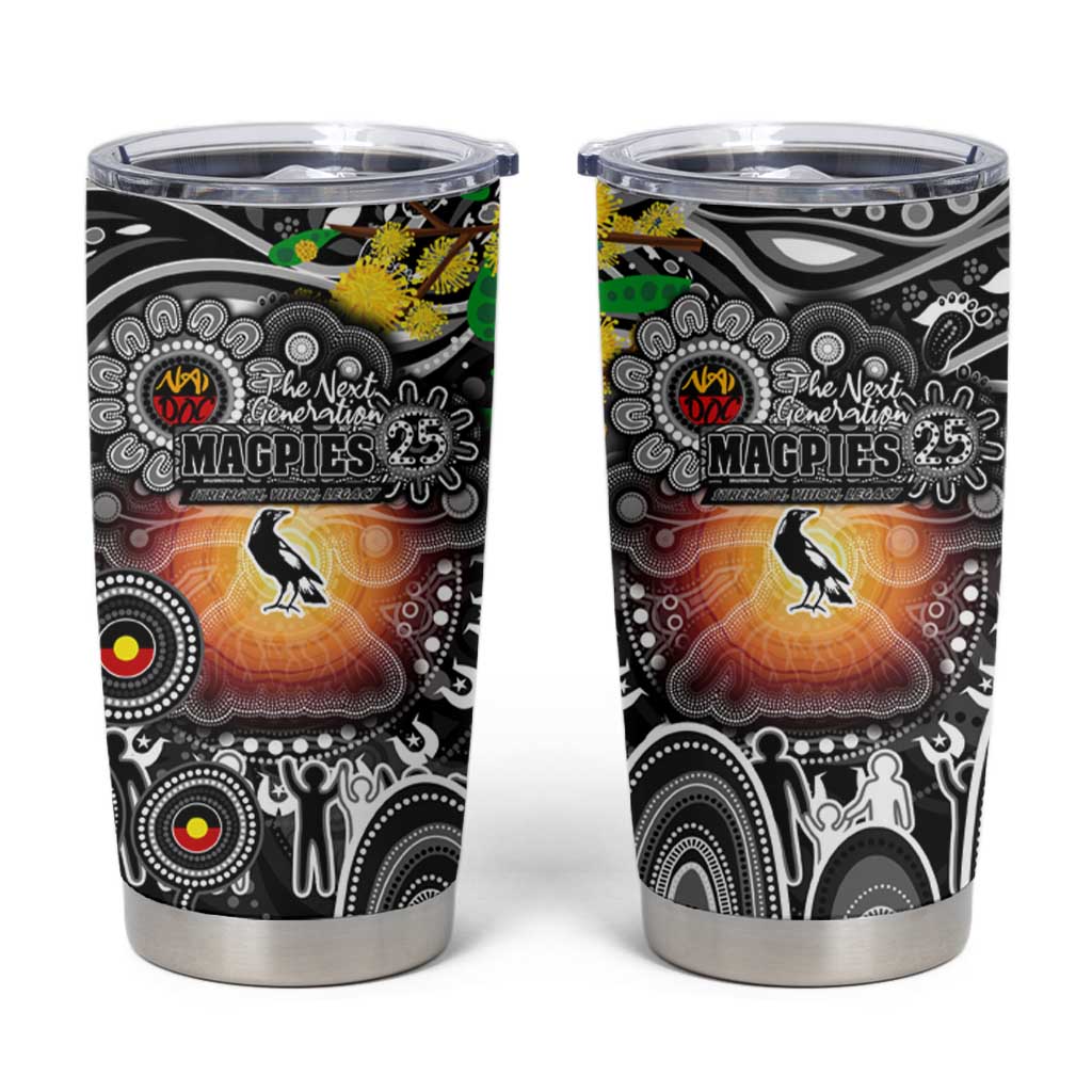 NAIDOC Week 2025 Magpies Football Tumbler Cup Aboriginal Dot Painting