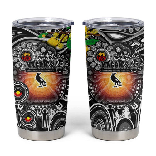 NAIDOC Week 2025 Magpies Football Tumbler Cup Aboriginal Dot Painting