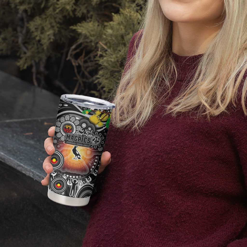 NAIDOC Week 2025 Magpies Football Tumbler Cup Aboriginal Dot Painting