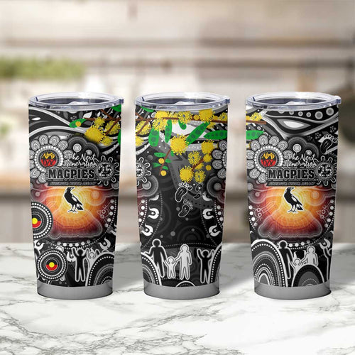 NAIDOC Week 2025 Magpies Football Tumbler Cup Aboriginal Dot Painting