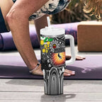 NAIDOC Week 2025 Magpies Football Tumbler With Handle Aboriginal Dot Painting