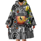 Personalised NAIDOC Week 2025 Magpies Football Wearable Blanket Hoodie Aboriginal Dot Painting