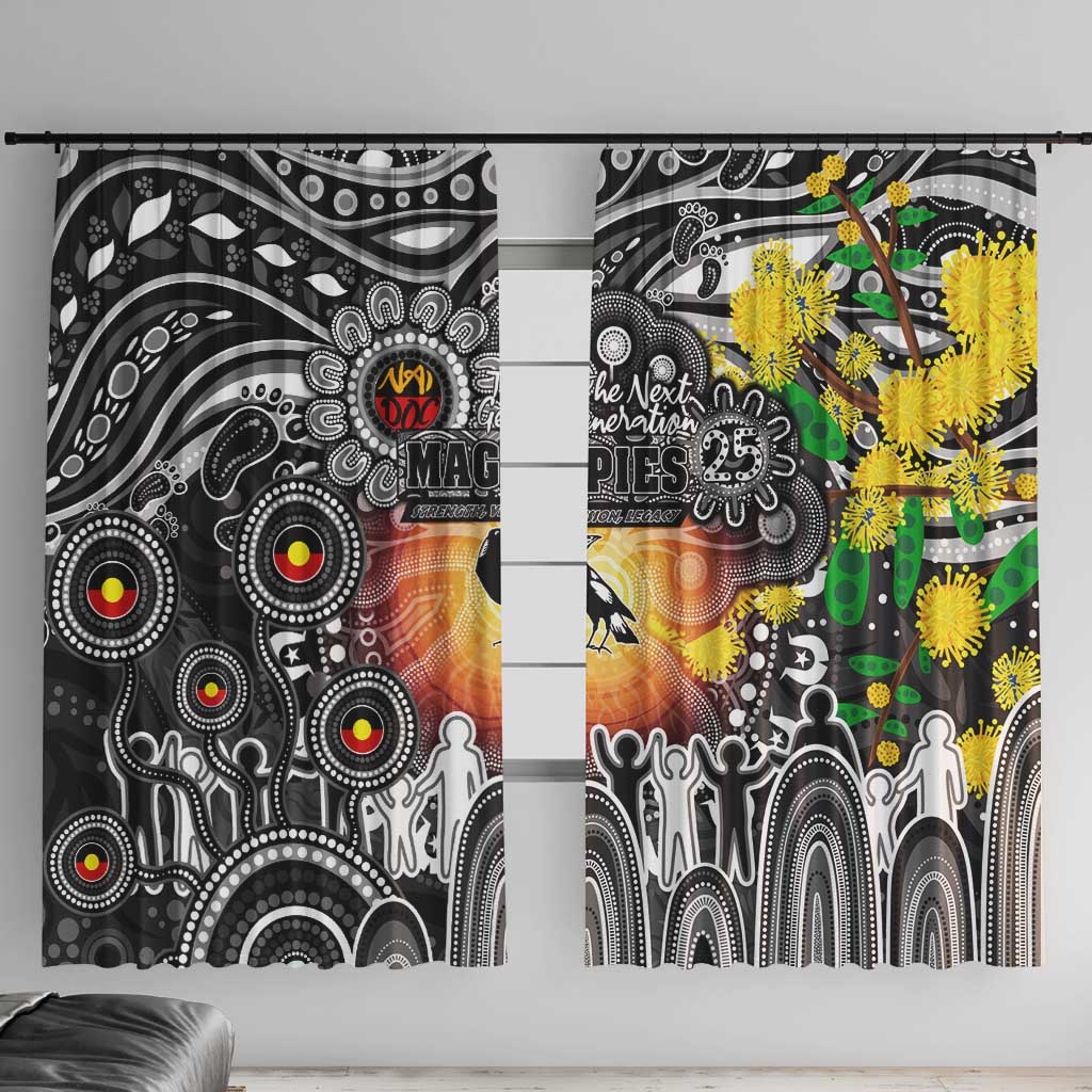 NAIDOC Week 2025 Magpies Football Window Curtain Aboriginal Dot Painting