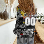 Personalised NAIDOC Week 2025 Magpies Football Women Casual Shirt Aboriginal Dot Painting