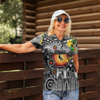 Personalised NAIDOC Week 2025 Magpies Football Women Polo Shirt Aboriginal Dot Painting