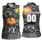 Personalised NAIDOC Week 2025 Magpies Football Women Sleeveless Polo Shirt Aboriginal Dot Painting
