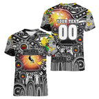 Personalised NAIDOC Week 2025 Magpies Football Women V-Neck T-Shirt Aboriginal Dot Painting