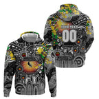Personalised NAIDOC Week 2025 Magpies Football Zip Hoodie Aboriginal Dot Painting