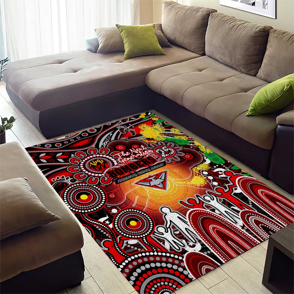 NAIDOC Week 2025 Bombers Football Area Rug Aboriginal Dot Painting