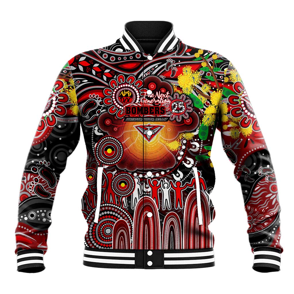 Personalised NAIDOC Week 2025 Bombers Football Baseball Jacket Aboriginal Dot Painting