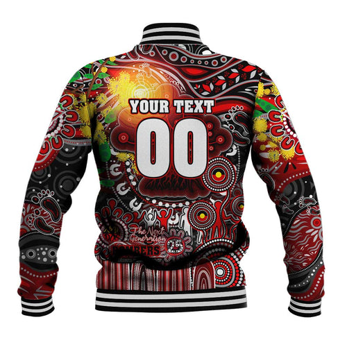 Personalised NAIDOC Week 2025 Bombers Football Baseball Jacket Aboriginal Dot Painting